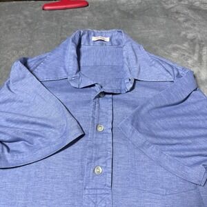 VTG 70s 80s Whirlaway Point Collar Blue Workshirt Mens Size Large‎ 21.5x30 Retro